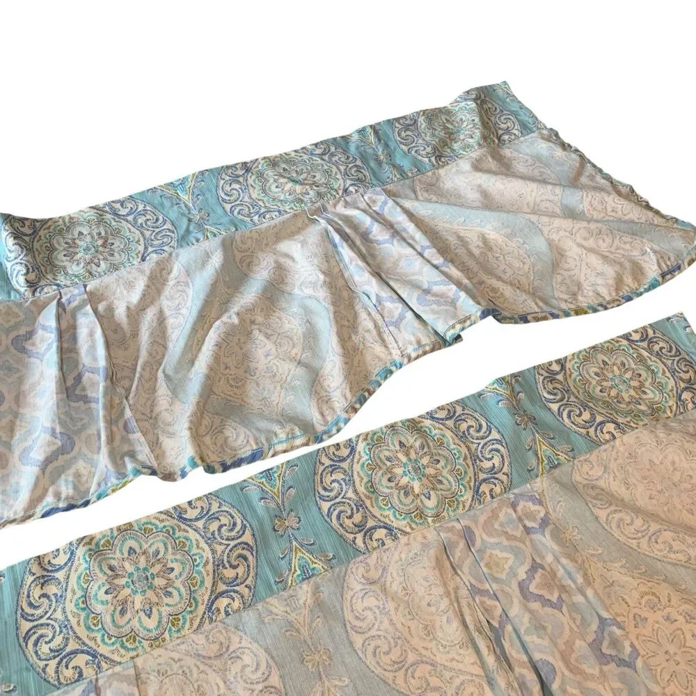 Waverly Home Classics Moonlit Medallion Celestial Valance Set of 2 Blue Green